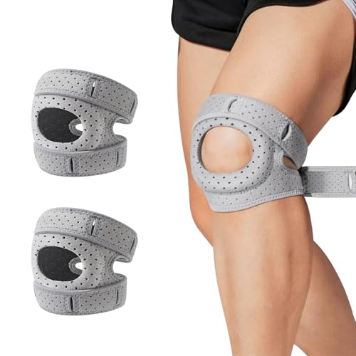 Rodilleras ortopédicas ajustables para corredores, tenis, artritis y rótulas (2, gris)