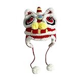 AMLESO New Year Hat Chinese Style Headdress with Pom Spring Holiday Costume Supplies for Chinese New Year Favors Gifts, kid red