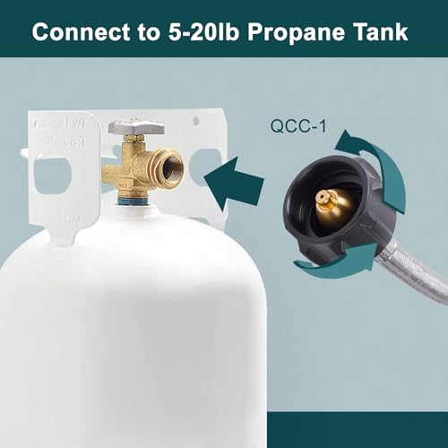 GASPRO 5 Feet Propane Adapter Hose for Blackstone Griddle, 1 lb to 20 lb Propane Hose Converts 1lb Appliances to 5-20 lb Tanks, Fit for Buddy Heater, Gas Grill, and More