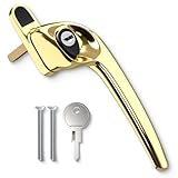 Bwintech 1 Pcs Offset Pvd Gold UPVC Zinc Window Handle, Right Hand, 43mm Spindle for Indoor and Outdoor UPVC Window
