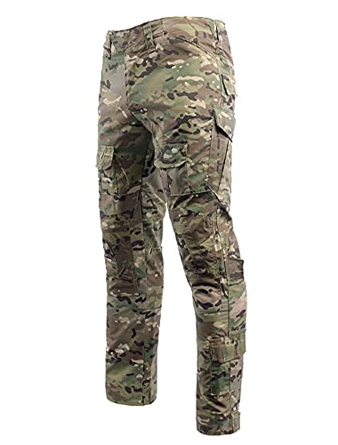TACSIXTO Taktische Kampfhose mit Kniebatten, Ripstop Multi-Tasche Paintball Hose für Outdoor Wandern Jagd, Langlebige Ladung Arbeitshose (DE/NL/SE/PL, Alphanumerisch, S, Regular, Regular, Camo)