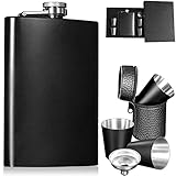 Edelstahl-Becher-Set: Mit diesem Set sind Sie bestens ausgestattet, um alle Ihre Gäste zu bewirten. Es enthält einen 9-Unzen-Edelstahl-Flachmann, vier schwarze Edelstahl-Becher mit einem Fassungsvermögen von je 30 ml, einen silbernen Edelstahl-Trichter, eine Becherhülle und eine Aufbewahrungstasche.