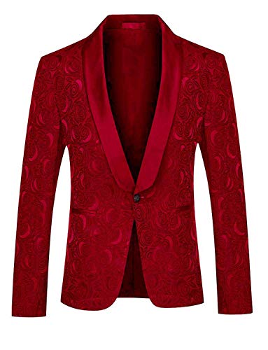 Veste de costume jacquard pour homme avec col châle et un bouton