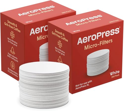 AeroPress Coffee Maker White Paper Micro-Filters, Compostable Coffee Filters Made From White, Chlorine-Free Paper, Fits Standard Size AeroPress Manual Coffee Makers, 2 Pack (700 Count)