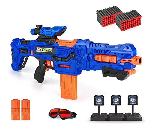 Bigpower Electric Dart Blaster, Motorisiertes Scharfschützengewehr mit 2 Clips und 100 Schaumstoffpfeilen, Kompatibel mit den wichtigsten Marken, Kinderspielzeug für 8-12+, Jugendliche, Erwachsene Cover