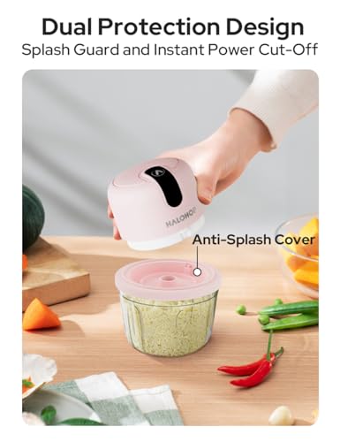 Halohop 350ML Electric Vegetable Chopper for Kitchen | Rechargeable Stainless Steel Blades Cutter | One-Touch Operation for Mincing Vegetable, Garlic, Ginger, Onion, Nut | 1 Year Warranty (Pink) - Image 6