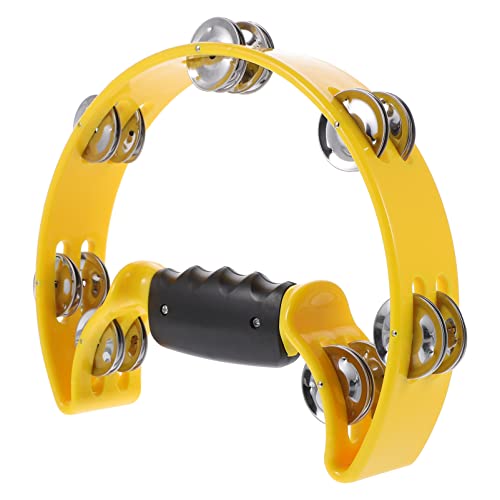 2Pcs Yellow Tambourine For Handle Party Stainless Handbell Percussion Steel Metal Bar Educational Funny Storage Rave Instrument Ring Double Classroom Music Bell Event #TOP30