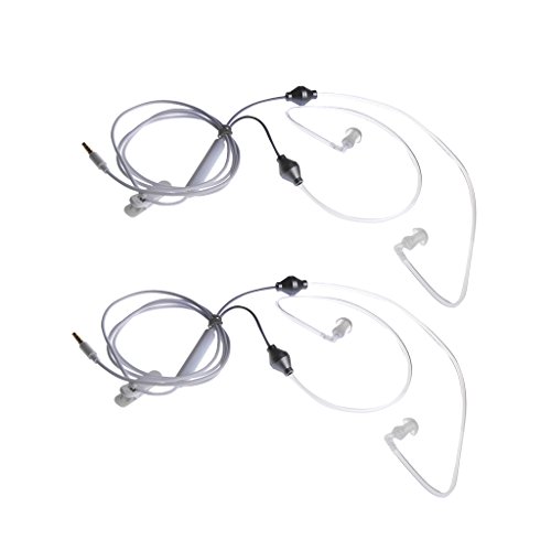 P Prettyia 2 Unids 3.5mm Air Tube Auricular Antirradiacin Hollow Headset Mic Collar Clip
