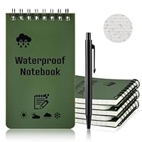 OSDUE 5 Stück Wasserdichte Notizblock,3 x 5 Zoll Pocket Notizbuch mit Stift Mini Allwetter-Notizblöcke mit Top-Spirale für Aktivitäten im Freien Aufnahmen Taktische Steno