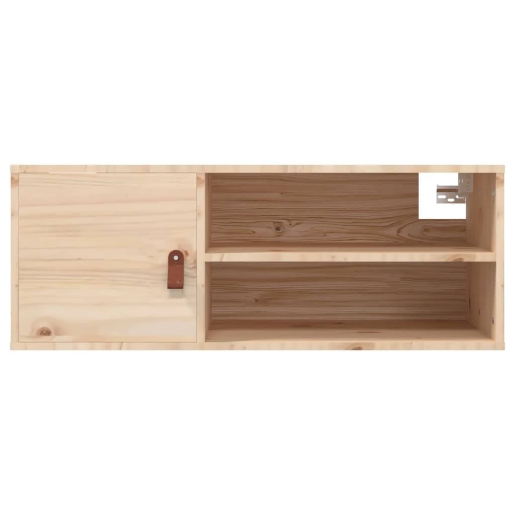 Hothingwell Armadio da parete, 80 x 30 x 30 cm, in legno di pino massiccio, mensola da parete con 4 scomparti con porta, mobile da parete per libri, riviste e DVD
