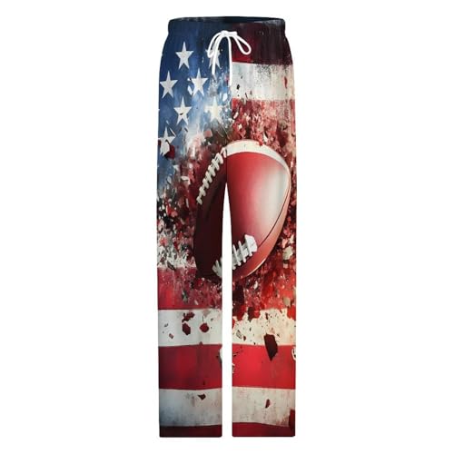 Football Print U.S Flag Mens Pajama Pants Loose-Fit Pjs Bottoms Lounge Pant Sleepwear with Pockets3