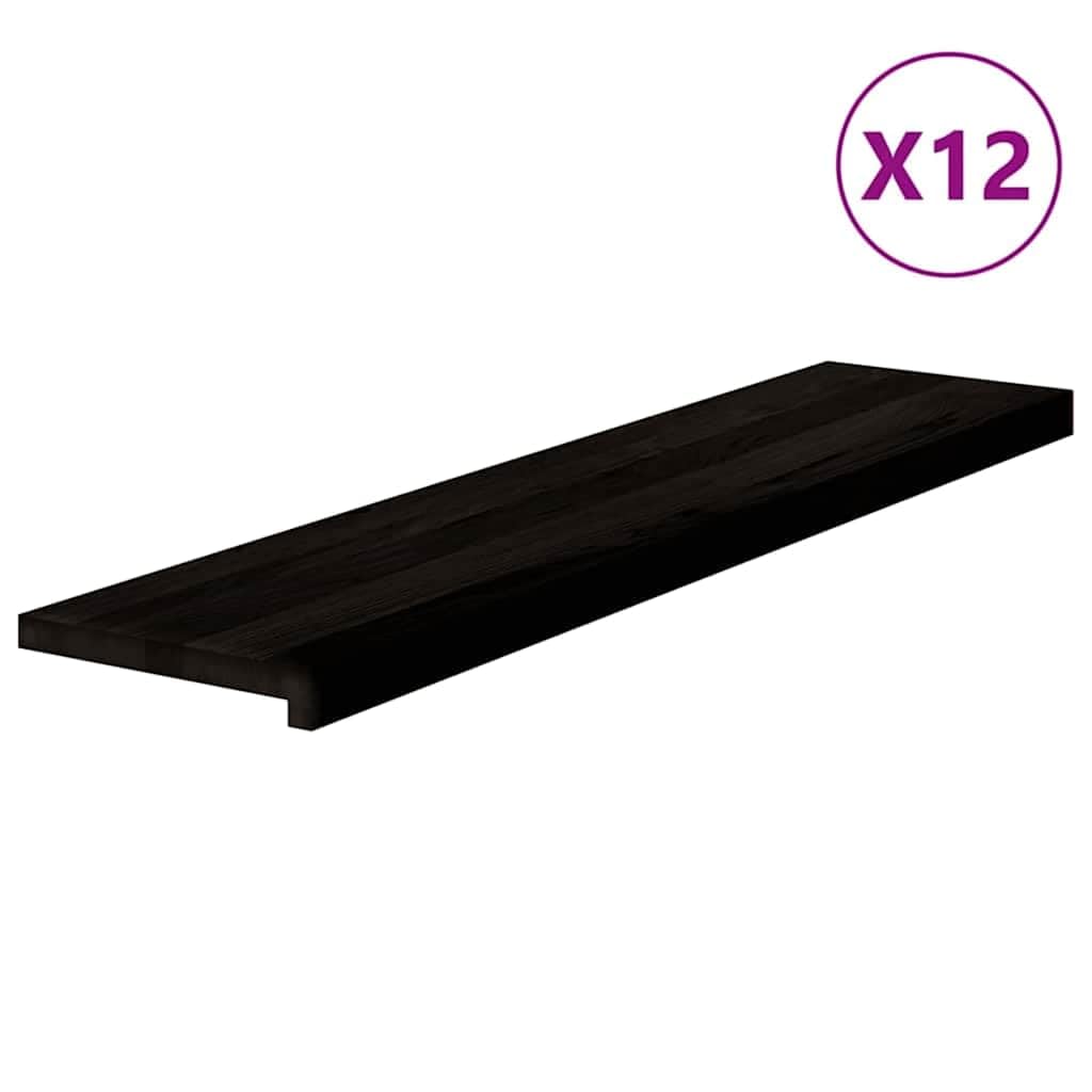 12 stopni brązowo-czarny, 110 x 30 x 2 cm, lite drewno dębowe | Lite drewno dębowe, ciemnobrązowe wykończenie, wszechstronne zastosowanie jako parapet, łatwa pielęgnacja
