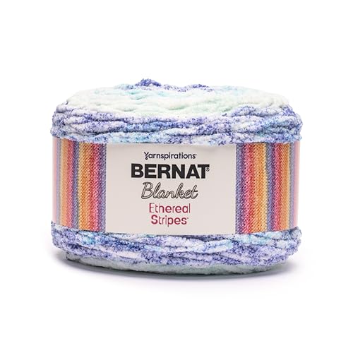 Image of Bernat Blanket Ethereal Stripes Lagoon Yarn - 2 Pack of 300g /10.5oz - 100% Polyester - #6 Super Bulky - 220 Yards - Knitting /Crochet