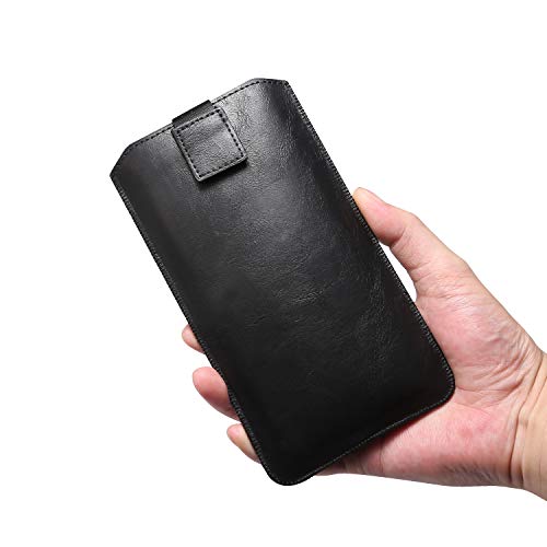 MeganStore - Borsa per telefono portatile, da cintura, da uomo, universale, per cellulare, carte di credito, cellulare, portafoglio, colore: nero