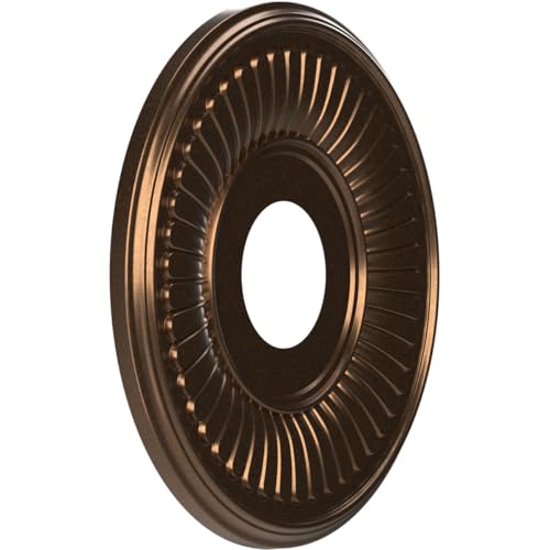 Image of Ekena Millwork CMP13BECAB Berkshire Thermoformed PVC Ceiling Medallion (Fits Canopies up to 5 3 /4 inch), 13 inchOD x 3 1 /2 inchID x 3 /4 inchP, Metallic Antique Brass