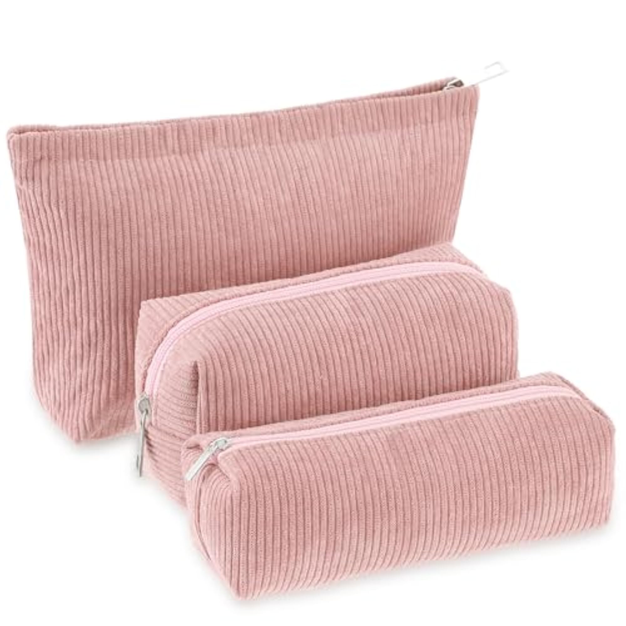 3 Pcs Makeup Bag Aesthetic Corduroy Cosmetic Set