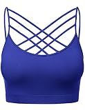 Women's Novelty Seamless Bralette Triple Criss-Cross Sports Bra DENIMBLUE LXL