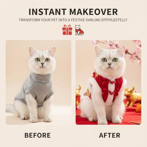 Disfraz Lunar Año Nuevo para Gato y Perro Pequeño Rojo Large miniatura 3