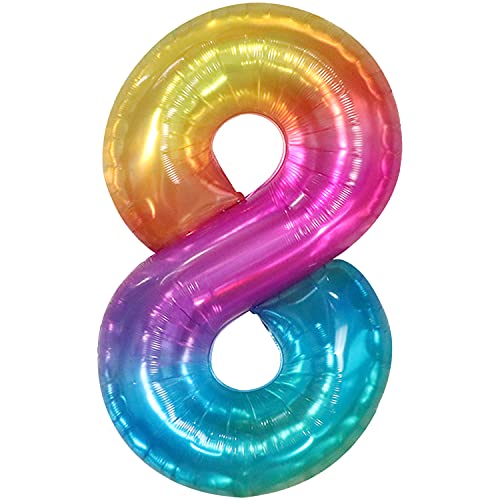Katchon, Giant Rainbow Number 8 Balloon - 40 Inch | 8 Balloons For Birthday Girl | Eight Balloon Number, Happy 8Th Birthday Decorations For Girls | Tie Dye Balloons For Tie Dye Birthday Decorations #TOP12