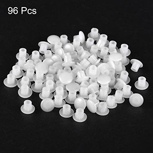 Image of uxcell Screw Hole Plugs, 5mm(3 /16 inch) Dia PP Snap in Shelf Button Flush Type Caps for Furniture Cabinet Cupboard, Clear White 96 Pcs