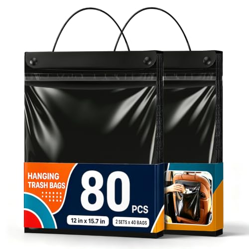 Image of 80 Count Hanging Car Trash Bags, Disposable Leak-proof Garbage Can for Car
