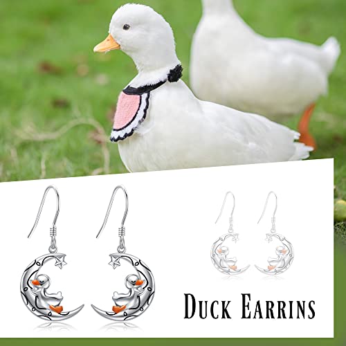 Duck Earrings Sterling Silver Moon Dangle Earrings Duck Jewelry Gift For Women #TOP5