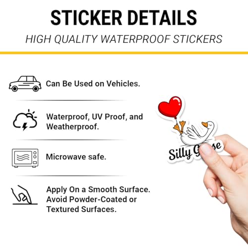 Image of 3pcs Certified Silly Goose Funny Sticker Pack, Silly Goose Love Meme Humor Design, Die Cut Waterproof Vinyl Decal for Laptop, Water Bottle, Phone, Window, Helmet, Goose Lover Gift 3 Inches