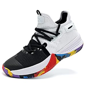 ASHION Kids Basketball Shoes Youth Mid-Top Sneakers Non-Slip Sport Trainer Shoes for Big Kids Boys Girls