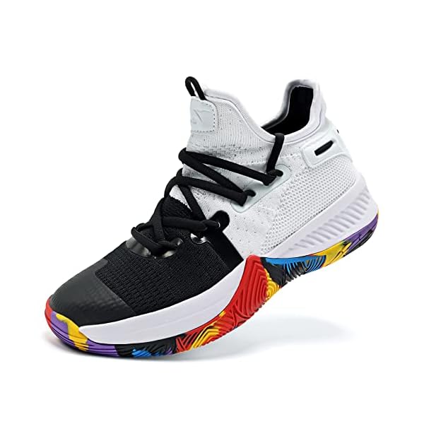 ASHION Kids Basketball Shoes Youth Mid-Top Sneakers Non-Slip Sport Trainer Shoes for Big Kids Boys Girls