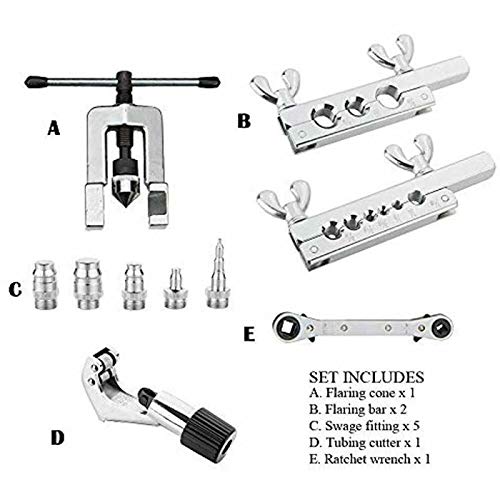 Digital Craft Copper Brake Fuel Pipe Repair Tools Double Flaring Dies Tool Set Clamp Kit Tube Cutter for Cutting and Flaring Copper 1