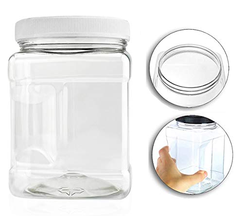 Royalhouse Plastic Jars With Lids Bottles Containers – Storage Bins, Plastic Box Storage Containers With Lids, Perfect For Kitchen, Pantry, Organizer - Bpa Free Safe Plastic Pet, Pack Of 4, 32 Oz #TOP6