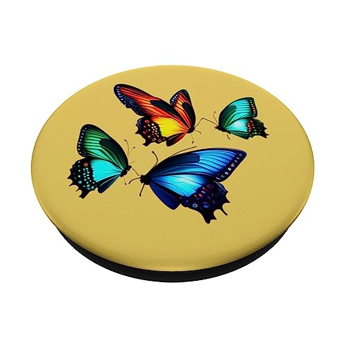 Cute Butterfly Rusty Fantasy Vintage PopSockets Swappable PopGrip, Black - Image 2