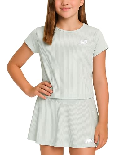 Image of New Balance Girls Active Skirt Set - 2 Piece Performance Short Sleeve T-Shirt and Athletic Skort for Girls (Sizes: 7-12)