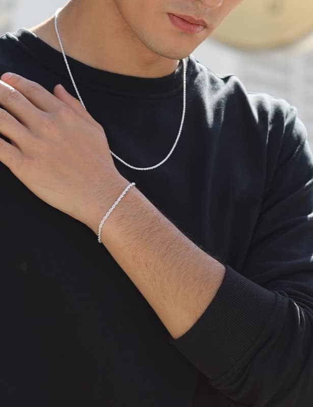 nometo Solid 925 Sterling Silver Box Chain Rope Chain Lobster Clasp Silver Chain for Men Silver Necklace Chain for Women 16/14/20/22/24/26/30 Inches - Image 7