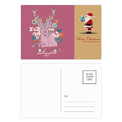 Cartes postales de Noël rennes artistiques au design coloré de prestige