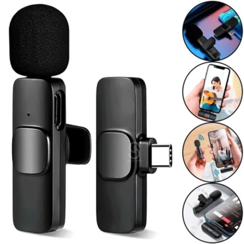 Microfone Lapela Sem Fio Compatível Android Usb C Tipo C
