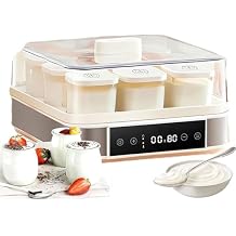 Automatic Yogurt Maker, Automatic Digital Yogurt Maker with Adjustable Temperature & Time Control, 9pcs Glass Jars Stainless Steel Yoghurt Maker for Home Organic Yogurt, Cheese Maker, Natto MakerYogu