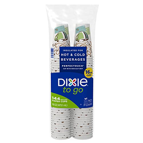 Dixie PerfecTouch Insulated Hot/Cold Paper Cups Coffee Haze 16 Oz (144 Count)