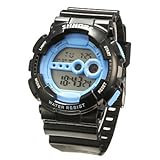 FENKOO Herren Armbanduhr digital LCD/Kalender/Chronograph/Alarm/Sportuhr Caucho Band Schwarz Marke-