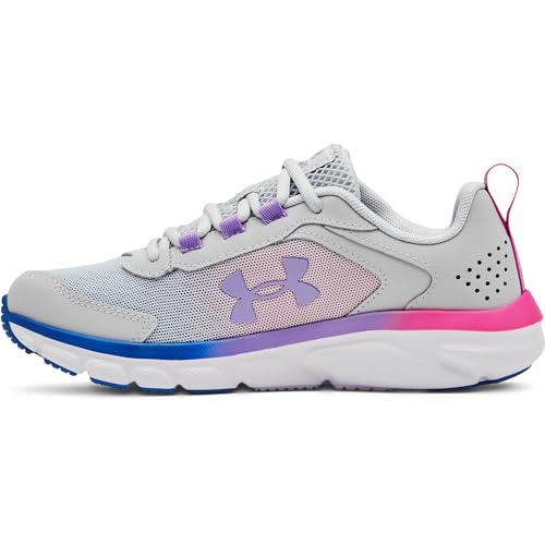 Under Armour Girls' Grade School Assert 9 Sneaker, (106) Halo Gray/White/Vivid Lilac, 3.5 Big Kid