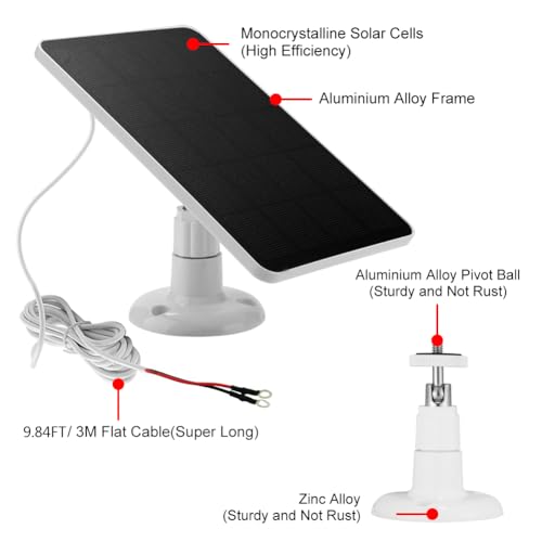 image for OUGETHER Solar Panel for Ring Doorbell, 4W Solar Panel Camera Charger 
