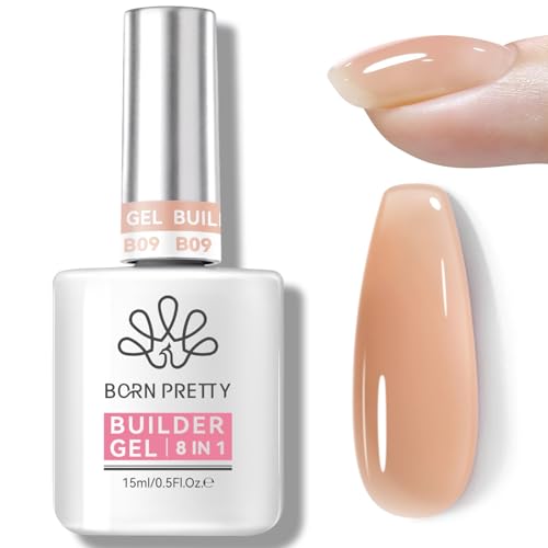 Born Pretty Gel Constructor 15ML - 8 en 1 Nude Color de Piel Gel Constructor Rápido en un Botella Gel de Construcción para Uñas en Gel Gel de Extensión Gel de Refuerzo Adhesivo para Uñas Base Capa