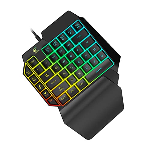 DIYEAH Left-hand Mechanical Gaming Keyboard Rgb Backlit Single-hand Control Keypad for Laptop Computer Use Wired Mixed Backlit Keyboard for Home Gaming