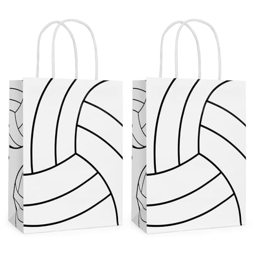 Hxezoc 12 Pieces Volleyball Gift Bags with Handle Paper Treat Candy Bag Sport Favor Bags for Volleyball Theme Birthday Party Decoration Supplies
