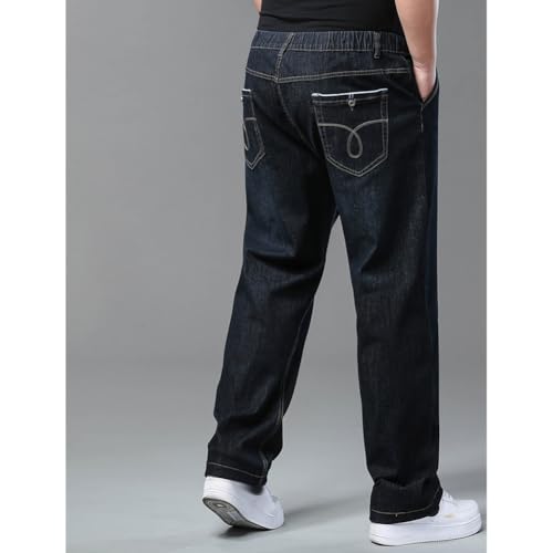 Men's Relaxed Fit Straight Leg Jean Elastic Waist Denim Pants 29-463