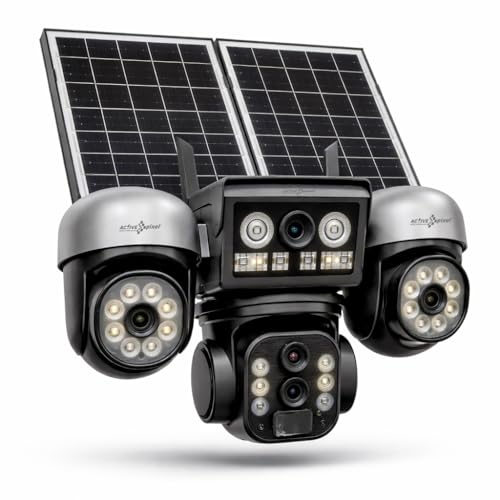 Image of Active Pixel 4G 4MP Solar Security Outdoor 4 Camera Setup with 8X Zoom PTZ Main Lens 360 Pan Tilt | Dual Screen View | SIM Supported No WiFi CCTV | Color Night Vision | AI Motion Detection - H7