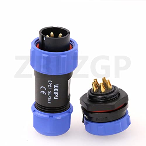 ZBLZGP WEIPU SP21 conector de aviação de 5 pinos à prova d'água IP68 montagem em painel 21 mm soque