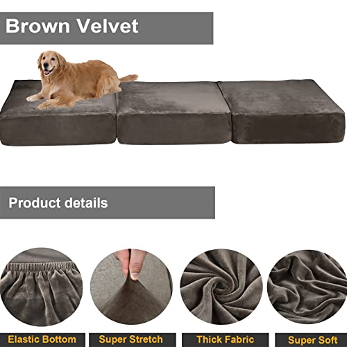 Rosnek Velvet Couch Cushion Covers Stretch For Sectional Sofa L Shape,Sectional Sofa Cover Soft Slipcover For L Shaped Sofa(For 4 Cushions Or Chaise Longue,1 Piece) #TOP1