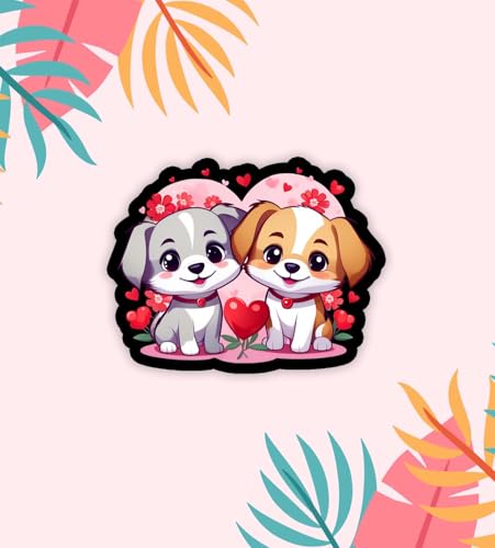 Image of Gift Me Bazar Cute Animal Wooden Fridge Magnet for Home, Kitchen and Office Decoration | Animal Lover Gift | Cartoon Theme Magnet for Kids (Cute 2 Dogs)