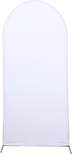 Vista 69 de Efavormart - Marco de fondo redondo de elastano de 7 pies, cubierta de arco de boda de 2 lados Blanco
